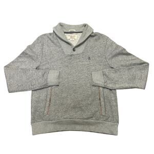 Penguin Munsingwear Shawl Neck Sweater Slim Gray Logo Embroidered Small Preppy